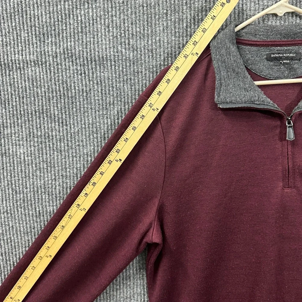 Banana Republic Mens‎ Sweater XL Maroon 1/4 Zip Pullover Knitted Long Sleeve